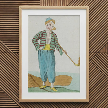 Costume Plate (homme De L’isle Naxia) - Jacques Grasset Saint Sauveur Art Print / Canvas Framed Vintage-style Illustration Man Striped