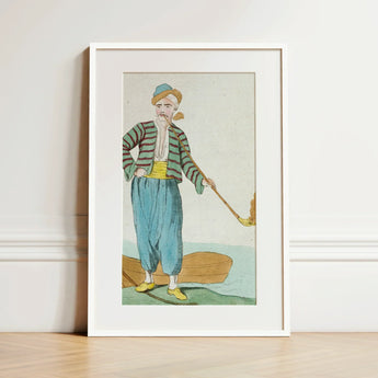 Costume Plate (homme De L’isle Naxia) - Jacques Grasset Saint Sauveur Art Print / Canvas Framed Vintage-style Illustration Man Striped