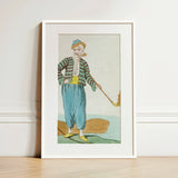 Costume Plate (homme De L’isle Naxia) - Jacques Grasset Saint Sauveur Art Print / Canvas Framed Vintage-style Illustration Man Striped