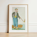 Costume Plate (homme De L’isle Naxia) - Jacques Grasset Saint Sauveur Art Print / Canvas Framed Vintage-style Illustration Man Striped