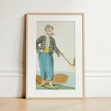 Costume Plate (homme De L’isle Naxia) - Jacques Grasset Saint Sauveur Art Print / Canvas Framed Vintage-style Illustration Man Striped