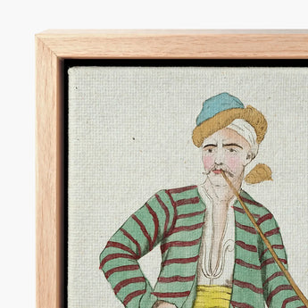 Framed Canvas Print Man Green Maroon Striped Attire Jacques Grasset, Costume Plate, Saint-sauveur’s, Encyclopédie Des Voyages, Cycladic