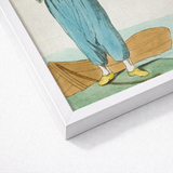 Framed Vintage-style Illustration Person Blue Trousers Yellow Shoes Jacques Grasset, Costume Plate, Saint-sauveur’s, Encyclopédie Des