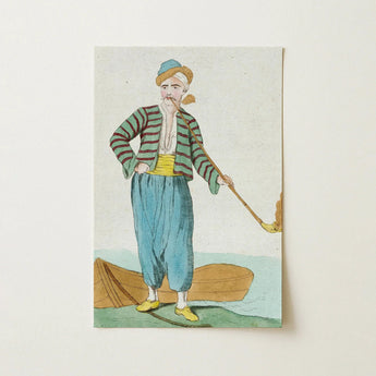 Costume Plate (homme De L’isle Naxia) - Jacques Grasset Saint Sauveur Art Print / Canvas Vintage-style Illustrated Postcard Man Traditional