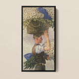 Framed Painting Man Woven Basket White Daisies Blue Ranken’s Covent Garden, William Bruce Ellis Ranken, Blossoming Fever Dream