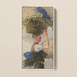 Framed Painting Man Woven Basket White Daisies Blue Ranken’s Covent Garden, William Bruce Ellis Ranken, Blossoming Fever Dream