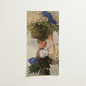 Woven Wicker Basket White Daisies Cluster Deep Blue Ranken’s Covent Garden, William Bruce Ellis Ranken, Blossoming Fever Dream