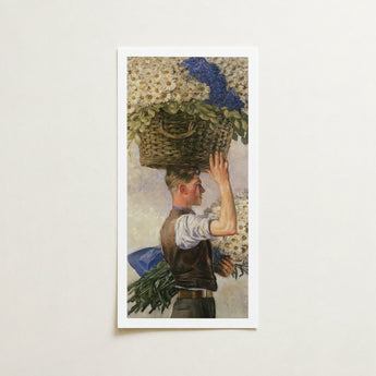 Rectangular Framed Print Vintage-style Illustration Man Woven Basket Ranken’s Covent Garden, William Bruce Ellis Ranken, Blossoming Fever