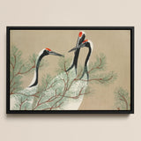 Cranes from Momoyogusa - Kamisaka Sekka Art Print / Canvas, 17x12’’ / A3 / Black Frame, Posters Prints & Visual Artwork, Toby Leon