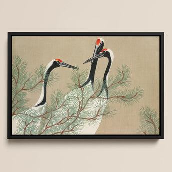 Cranes from Momoyogusa - Kamisaka Sekka Art Print / Canvas, 17x12’’ / A3 / Black Frame, Posters Prints & Visual Artwork, Toby Leon