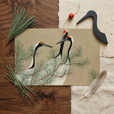 Cranes from Momoyogusa - Kamisaka Sekka Art Print / Canvas Beige Rectangular Card Hand-drawn Illustration Three Black-and-white Cranes