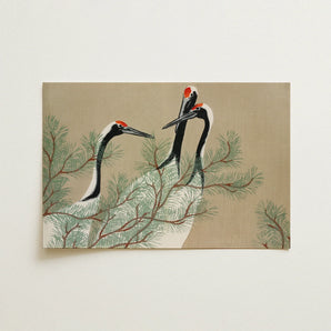 Cranes from Momoyogusa - Kamisaka Sekka Art Print / Canvas, Kamisaka Sekka, Nihonga Artistry Meets Rinpa Elegance, Japanese Aesthetic Bliss