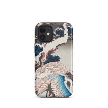Kraniche auf einem verschneiten Baum - Hokusai Iphone Case, 12 Mini / Matt, Handyhüllen, Toby Leon