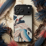 Kraniche auf einem verschneiten Baum - Hokusai Iphone Case, Handyhüllen, Toby Leon