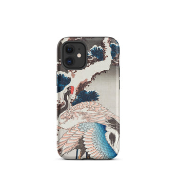 Cranes on a Snowy Tree - Hokusai Phone Case Iphone 12 Mini / Matte Iphone Pro Case Japanese Crane Pine Tree Hokusai Case, Feathers Ripple,