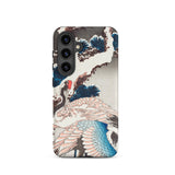 Cranes on a Snowy Tree - Hokusai Phone Case Samsung Galaxy S24 / Matte Phone Case Detailed Illustration Pink Blue Crane Red Hokusai Iphone