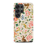 Crittersweet Symphony - Asian Fabric Art Phone Case Samsung Galaxy S25 Ultra / Matte Vibrant Floral Fauna Patterned Phone Case Intricate