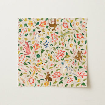 Crittersweet Symphony - Asian Fabric Art Print / Canvas, 12x12’’ / 31x31cm / Unframed / no Border, Posters Prints & Visual Artwork, Toby
