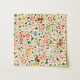 Crittersweet Symphony - Asian Fabric Art Print / Canvas Square Napkin Vibrant Whimsical Pattern Colorful Flowers Playful Crittersweet