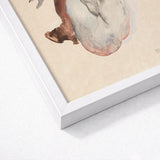 Crouching Nude in Shoes and Black Stockings - Egon Schiele Art Print / Canvas Watercolor Painting Figure Soft Beige Brown Muted, Shoulders