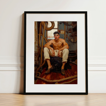 Cruising - Gay Navy Sea Queen Art Print / Canvas, 12x16’’ / 31x41cm / Black Frame / Matboard, Posters Prints & Visual Artwork, Toby Leon