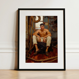 Cruising - Gay Navy Sea Queen Art Print / Canvas Black-framed Art Print Muscular Man White Trousers Brown Gay Navy Sea, Sea Queen, Queen