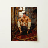 Cruising - Gay Navy Sea Queen Art Print / Canvas Nautical-themed Muscular Man White Trousers Brown, Prints