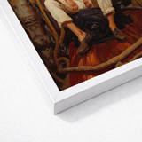 White Framed Art Print Nautical Scene Warm-toned Wooden Gay Navy Sea, Queen