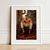 Cruising - Gay Navy Sea Queen Art Print / Canvas White-framed Muscular Man Nautical Attire Seated, Prints
