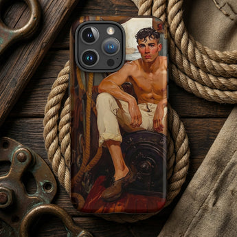 Cruising - Gay Navy Sea Queen Phone Case Rugged Glossy Phone Case Detailed Illustration Shirtless Man Gay Navy Sea, Queer Maritime History,