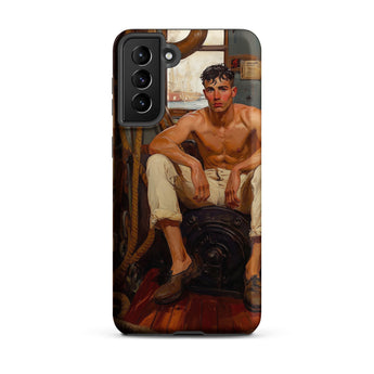 Cruising - Gay Navy Sea Queen Phone Case Samsung Galaxy S21 Plus / Matte Phone Case Detailed Painting Shirtless Man Cream-colored Pants Gay
