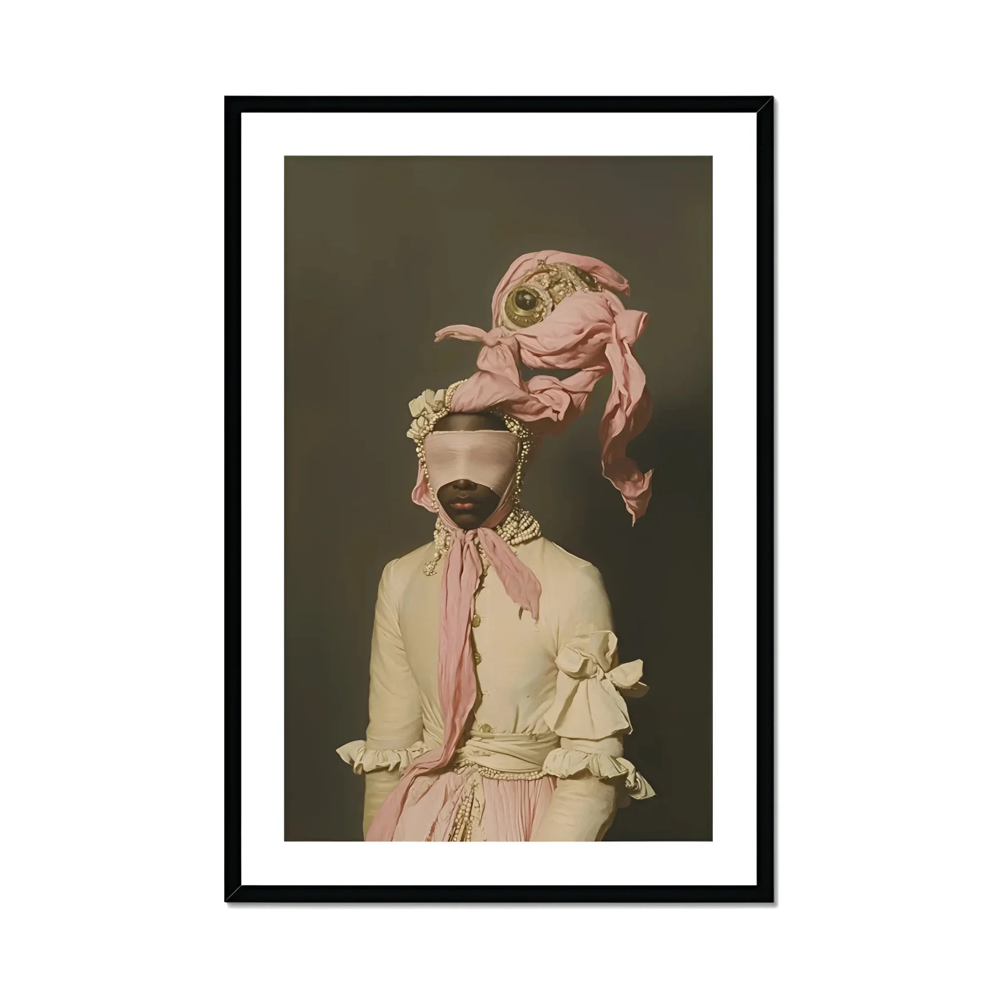 Crystal Clear - Modern Rococo Era Fashion Art Print, Framed Portrait Person Elaborate Pink Attire