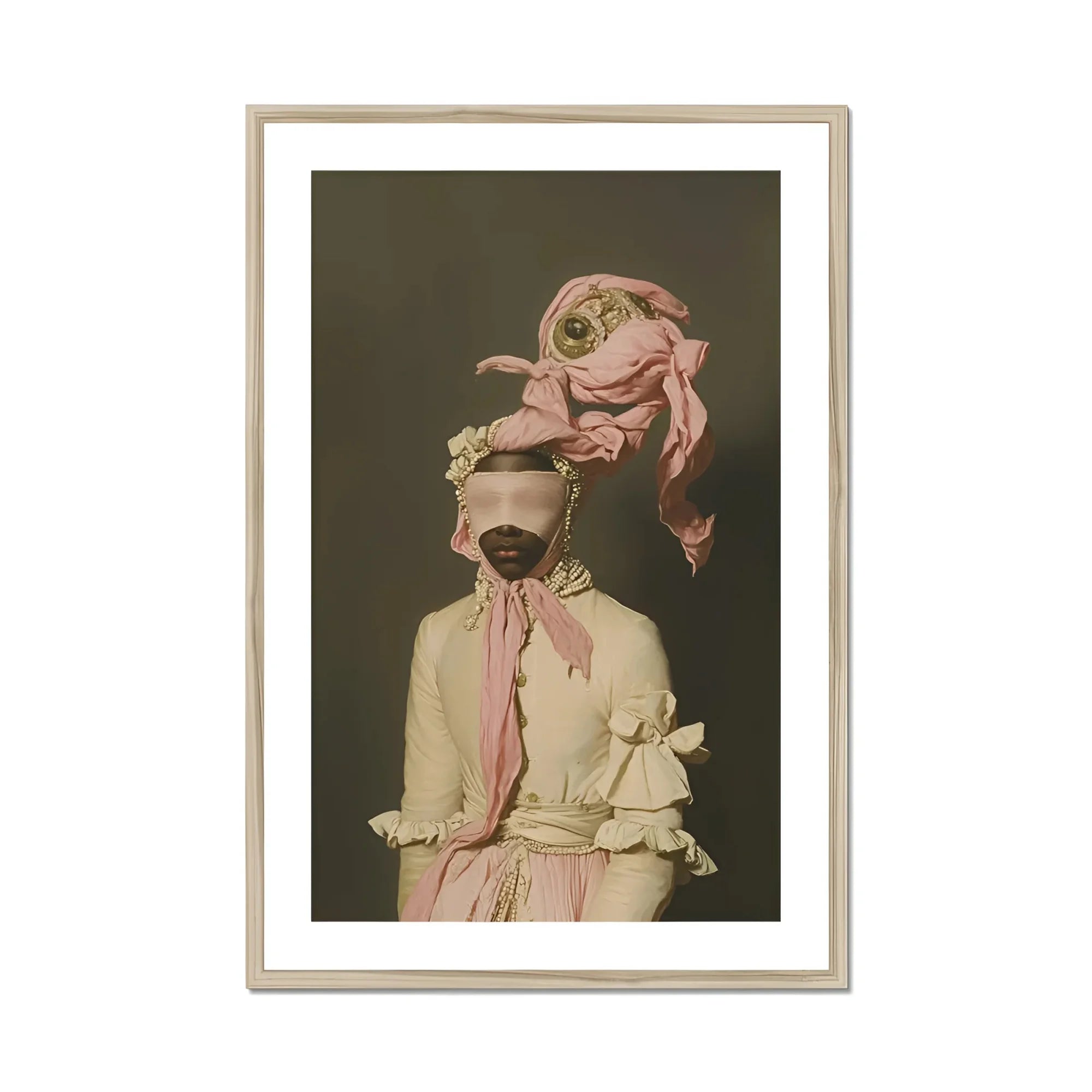 Crystal Clear - Modern Rococo Era Fashion Art Print, Framed Portrait Person Elaborate Pink Attire