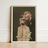 Framed Art Print Figure Ornate Vintage-inspired Outfit Pink Rococo Era Fashion, Modern, Dream Distorted,