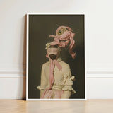 Framed Art Print Figure Ornate Vintage-inspired Outfit Pink Rococo Era Fashion, Modern, Dream Distorted,