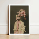 Framed Art Print Figure Ornate Vintage-inspired Outfit Pink Rococo Era Fashion, Modern, Dream Distorted,