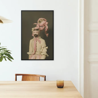 Crystal Clear - Modern Rococo Era Fashion Art Print / Canvas Framed Artwork Figure Vintage Attire Pink Fabric Draped Rococo Era Fashion,