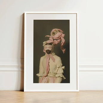 Crystal Clear - Modern Rococo Era Fashion Art Print / Canvas Framed Figure Ornate Pale Pink Cream, Dream Distorted, this Prints