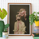 Crystal Clear - Modern Rococo Era Fashion Art Print / Canvas Framed Portrait Person Pink Garb, Dream Distorted, this Figure Prints