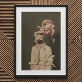 Crystal Clear - Modern Rococo Era Fashion Art Print / Canvas Vintage-style Framed Portrait Woman Pink White Clothing Black, Dream