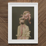 Crystal Clear - Modern Rococo Era Fashion Art Print / Canvas White Framed Surrealistic Design Figure Pastel, Dream Distorted, this Prints