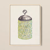 Cut Glass Jelly Jar - Dorothy Posten Decorative Art Print / Canvas Vintage-style Green Cut-glass Jar Silver-toned Lid Ornate Handle Dorothy
