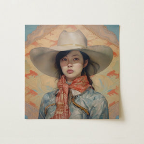 Dai Lu - Gaysian Lesbian Cowgirl Art Print / Canvas, 12x12’’ / 31x31cm / Unframed / no Border, Posters Prints & Visual Artwork, Toby Leon