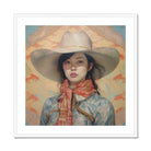 Dai Lu - Gaysian Lesbian Cowgirl Art Print, Framed Portrait Woman Cowboy Hat
