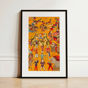 Daikyokubam Japanese Circus - Meiji Era Art Print / Canvas, 12x18’’ / 31x46cm / Black Frame / Matboard, Posters Prints & Visual Artwork,