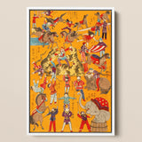 Daikyokubam Japanese Circus - Meiji Era Art Print / Canvas, Daikyokubam Circus Woodcut, Meiji-era Japan, Daikyokubam Japanese Circus