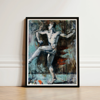 Dancer - Francis Campbell Boileau Cadell Art Print / Canvas Black-framed Abstract Painting Nude Male Figure Dynamic Pose Translates,