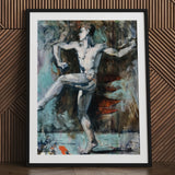 Dancer - Francis Campbell Boileau Cadell Art Print / Canvas Black Framed Abstract Painting Male Figure Translates, Vitality, Turbulent