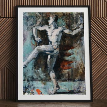 Dancer - Francis Campbell Boileau Cadell Art Print / Canvas Black Framed Abstract Painting Male Figure Translates, Vitality, Turbulent