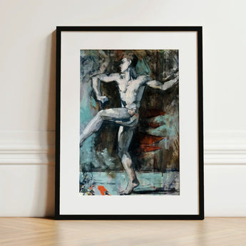 Dancer - Francis Campbell Boileau Cadell Art Print / Canvas Black-framed Abstract Painting Nude Figure Dynamic Pose Textured Translates,